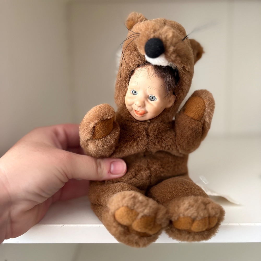Green Trading USA Face Baby Doll in Brown Squirrel Plush Costume